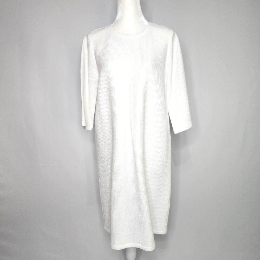 Eileen Fisher White Minimalist Sheath Dress Women's Size Small